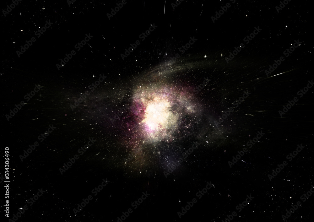 Fototapeta premium Stars, dust and gas nebula in a far galaxy