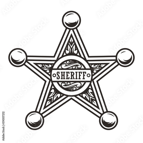 Vintage sheriff badge star concept