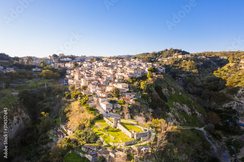 Città di Riace in Calabria. Vista aerea photo