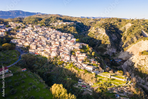 Città di Riace in Calabria. Vista aerea photo