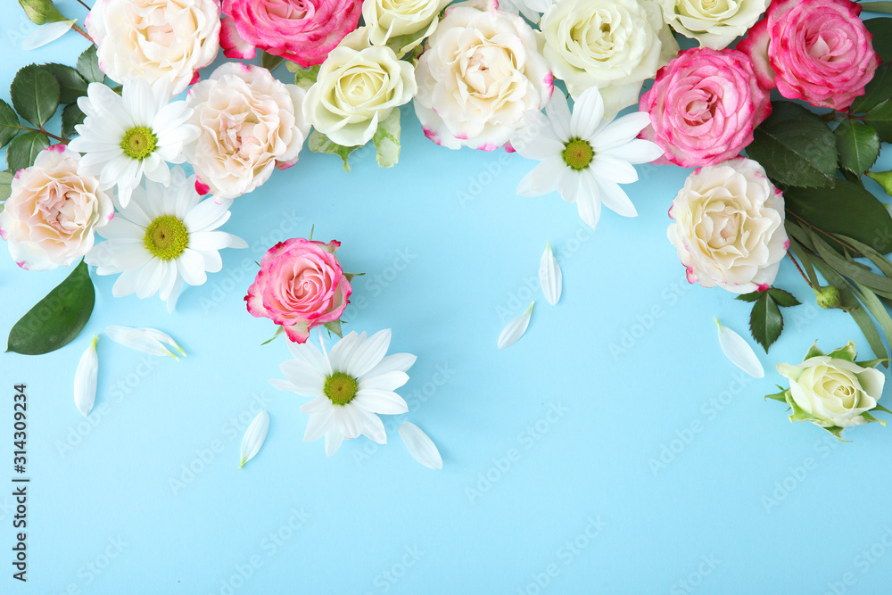 Beautiful floral arrangement with a place to insert text top view.