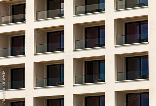 Square windows on the facad...
