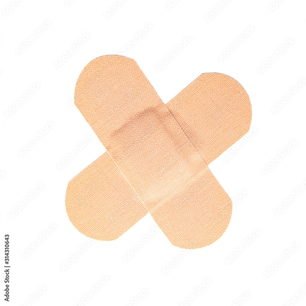Medical sticking plasters isolated on white. First aid item Medical sticking plasters isolated on white. First aid item