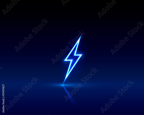 Canvas Print Neon sign of lightning signboard on the black background.
