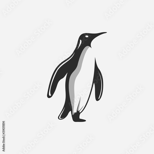 penguin walks by himself logo mascot design