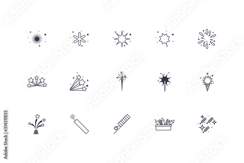 Isolated celebration fireworks icon set vector design