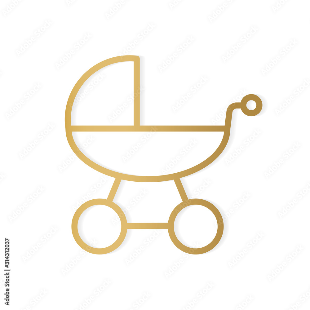 golden baby stroller icon- vector illustration golden baby stroller icon- vector illustration