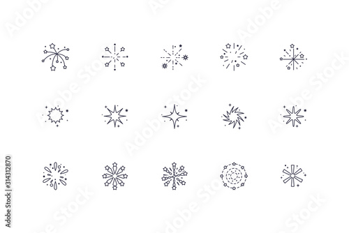 Isolated celebration fireworks icon set vector design