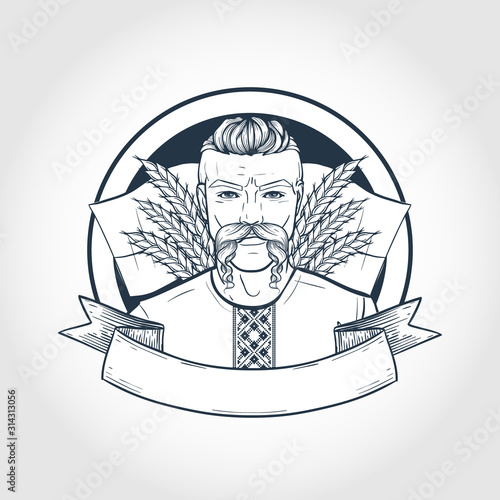 Hand drawn sketch ukrainian kozak