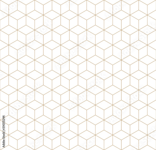 Seamless geometric pattern in golden and white.Fine lines.