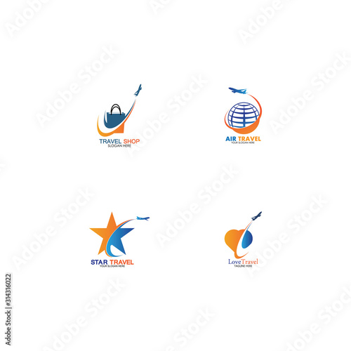 Set of collection travel logo with air plane concept design vector