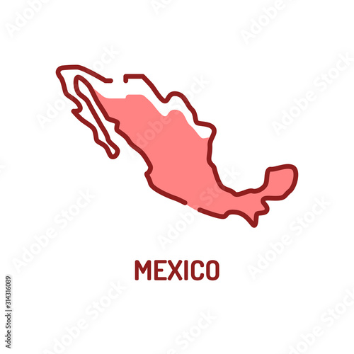 Mexico map color line icon. Border of the country. Pictogram for web page, mobile app, promo. UI UX GUI design element. Editable stroke.