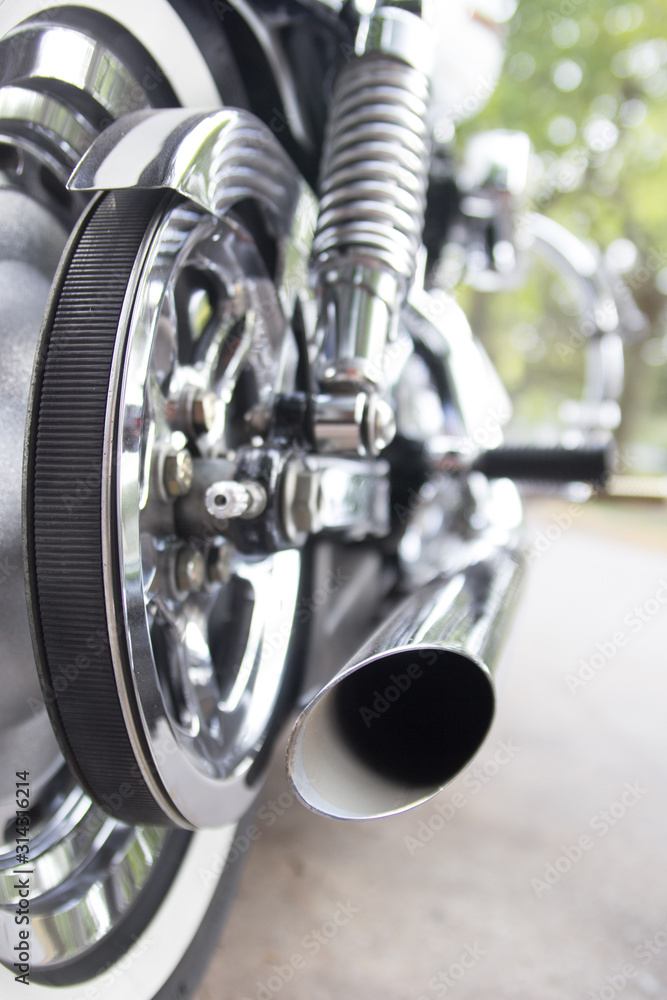 detail of a wheel of motorcycle