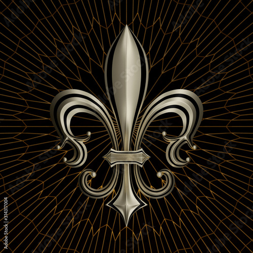 fleur de lis abstract background with golden ornament