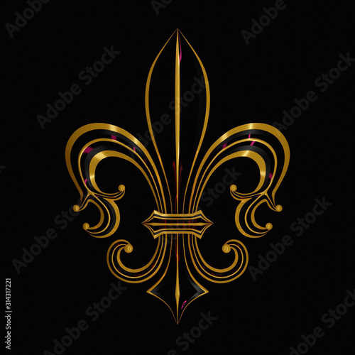 abstract floral background with golden fleur de lis ornament