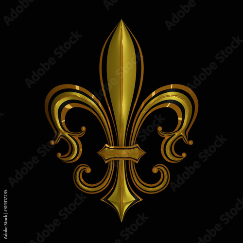 golden fleur de lis floral ornament