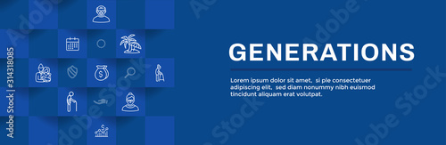 Generations and Aging Web Header Banner and Icon Set