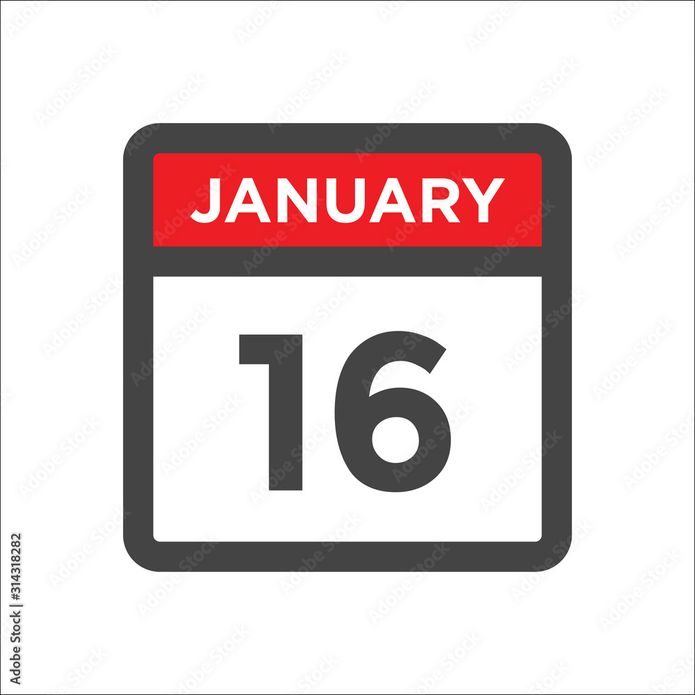 Obraz premium January 16 calendar icon including day of month