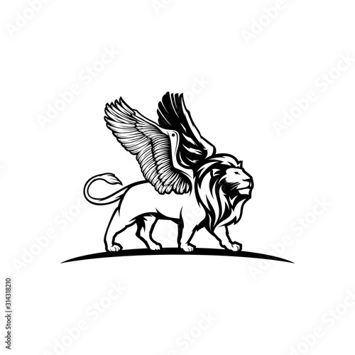 Wallpaper Mural male lions have vector logo walking wings Torontodigital.ca