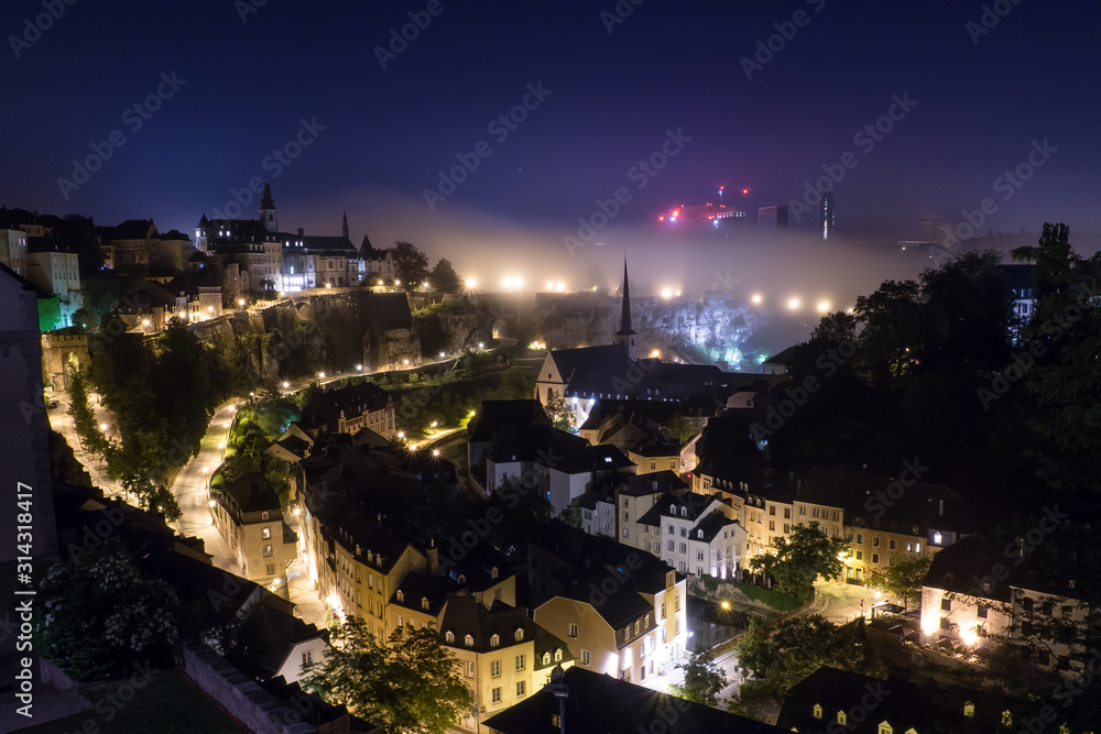 panoramic view of Luxembourg at night