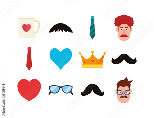 Isolated man and fathers day icon set vector design