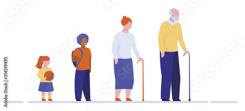 Grandparents and grandchildren standing in row