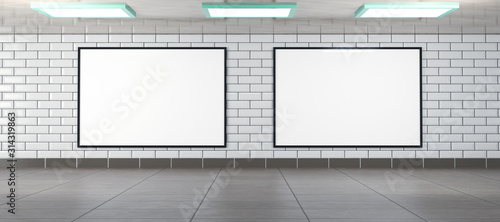 two horizontal billboard frames as mockup, rendered in 3D
