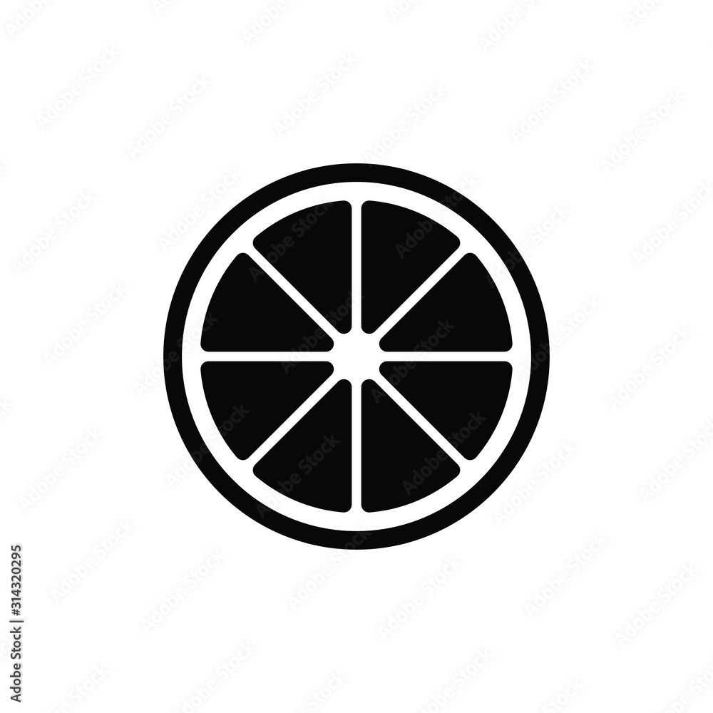  lemon icon. black fresh citrus fruits. Lemon slice icon. 