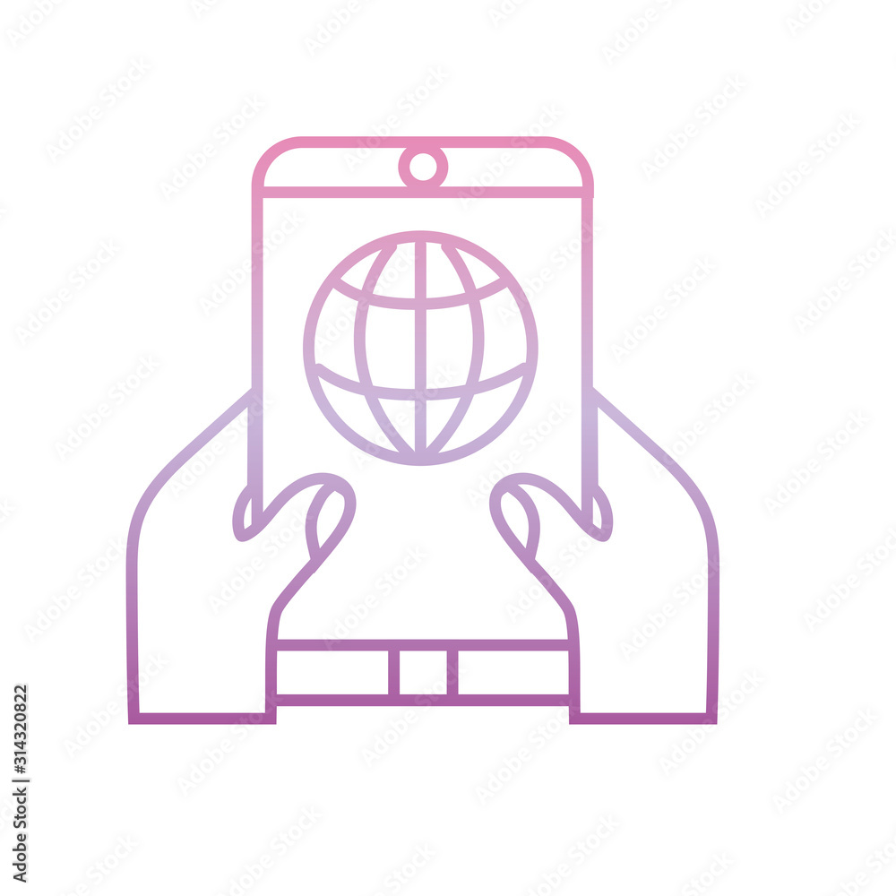 hands with smartphone world , phone gradient icon hands with smartphone world , phone gradient icon