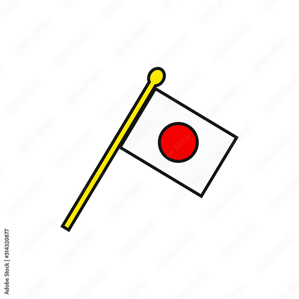 Japan flag face vector icon with simple shapes Japan flag face vector icon with simple shapes