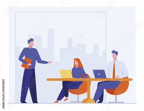 Business coach talking to audience
