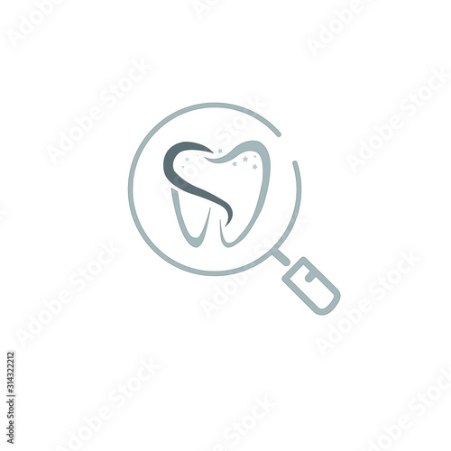 dental icon logo on round searc icon