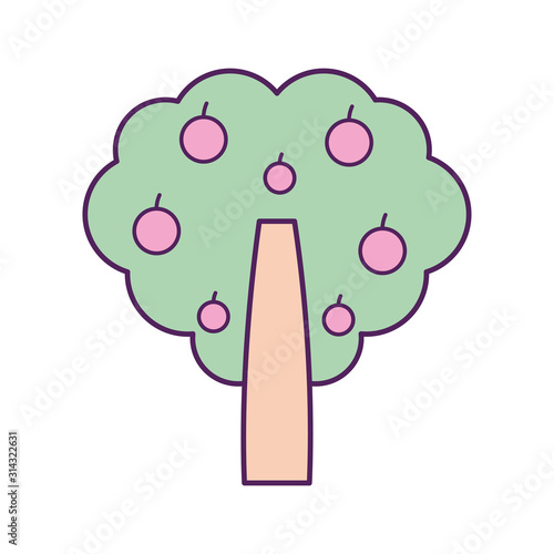 tree fuits nature plant fill line
