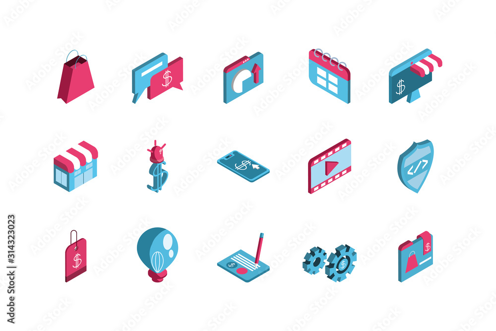Isolated digital marketing icon set vector design Isolated digital marketing icon set vector design