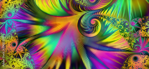 Fotografie Iridescent Flourish Holographic Fairy Another World - Rainbow Abstract Fractal B
