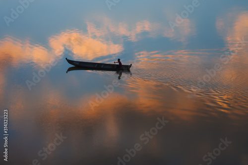 boat on Irrawaddy hover in to the sky © mschauer