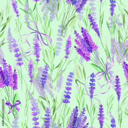 Watercolor seamless pattern with lavender.