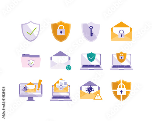 Isolated security system icon set vector design