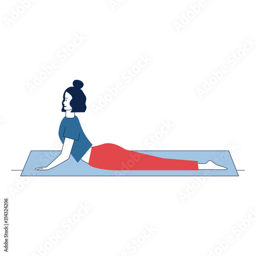 Female yogi stretching body