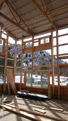 Framing new construction in winter in rural hill country