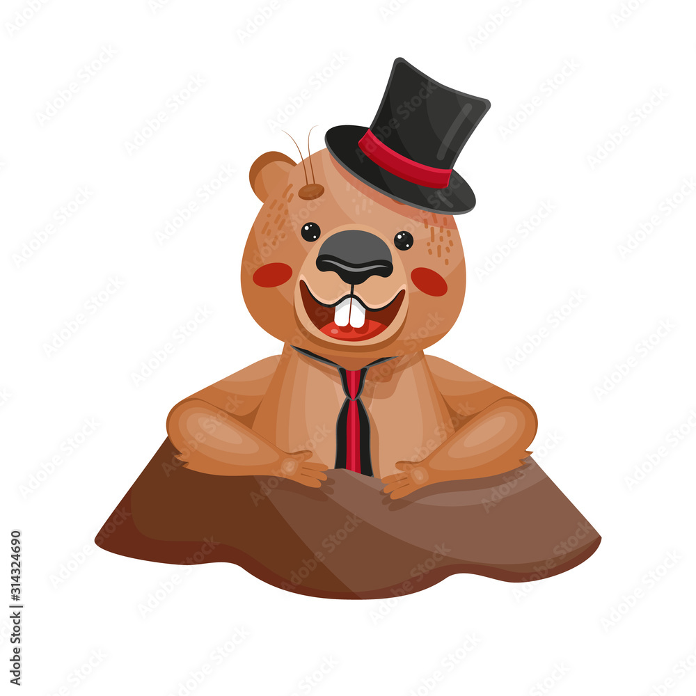 Obraz premium Happy Groundhog Day Vector Illustration.