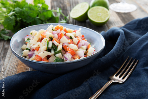 Bowl of Fresh Hearts of Palm Salad photo