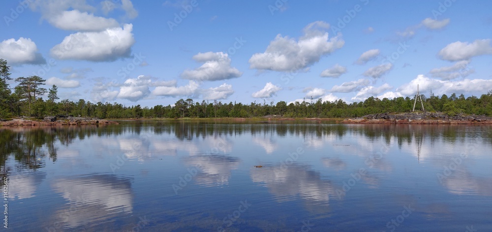Obraz premium landscape with lake and clouds