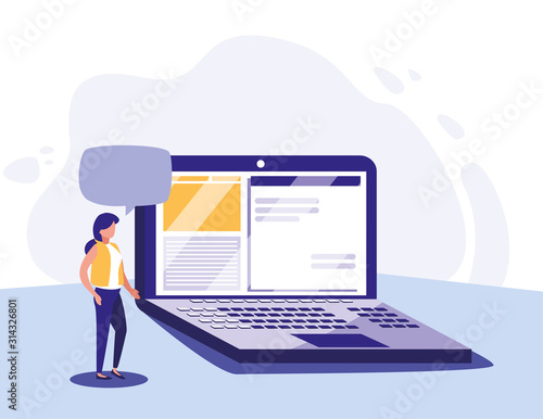 Woman with laptop vector design