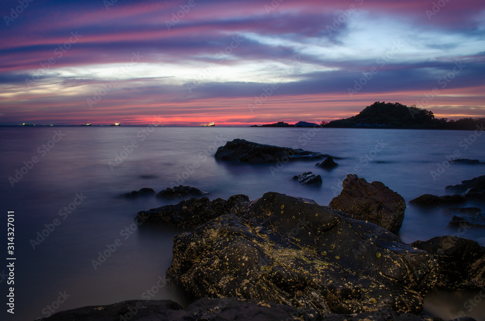 sunset at coast line in thailand sunset at coast line in thailand