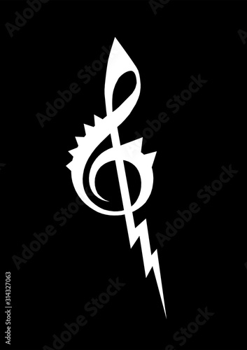 Musical note with heavy style. Icon, symbol vector illustration.