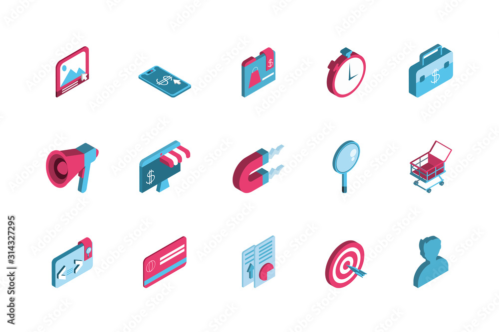 Isolated digital marketing icon set vector design Isolated digital marketing icon set vector design