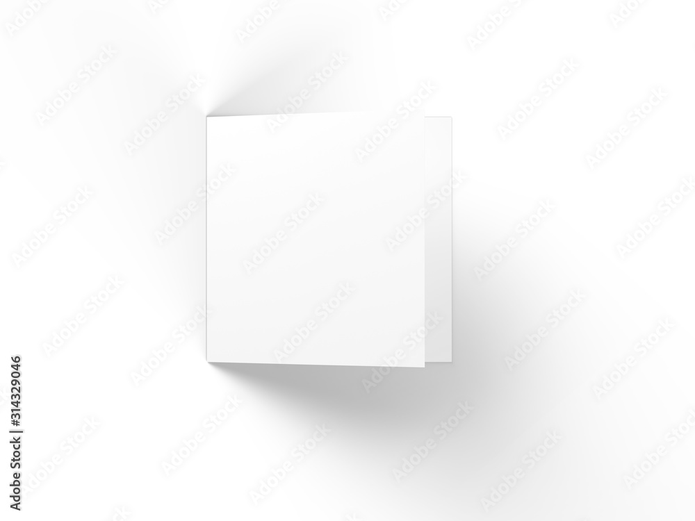 Brochure in square format folded to two - mockup. 3d illustration Brochure in square format folded to two - mockup. 3d illustration
