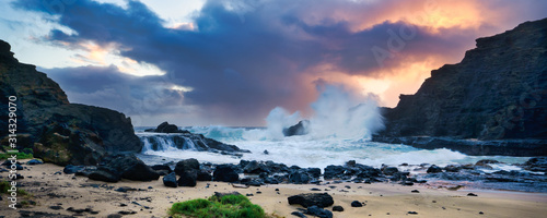Halona Beach Cove Oahu Hawai stormy seas sunrisei © Impassioned Images
