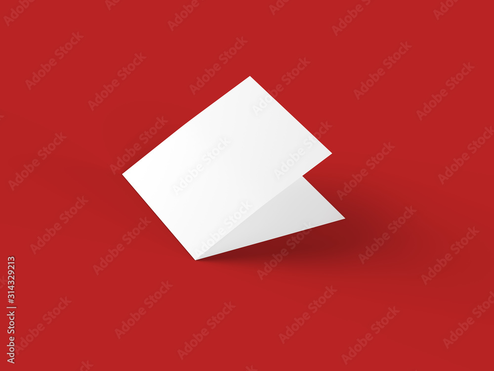 Brochure in square format folded to two - mockup. 3d illustration Brochure in square format folded to two - mockup. 3d illustration